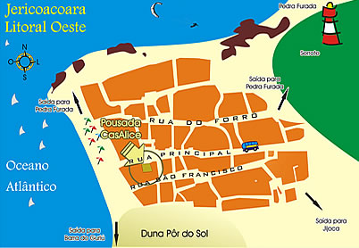 map of Jericoacoara beach - How to get to "CasAlice" Bed and Beakfast