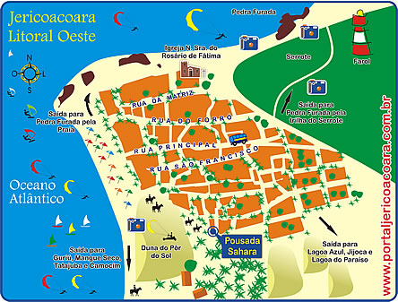 Mapa de localiza&ccedil;&atilde;o da Pousada Sahara em Jericoacoara