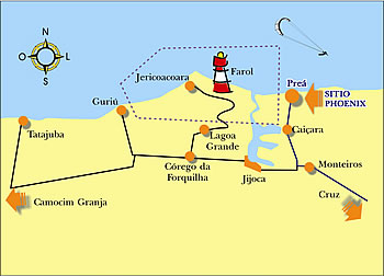 Mapa de localiza&ccedil;&atilde;o da Pousada Sitio Phoenix em Pre&aacute; - Cear&aacute; - Brasil