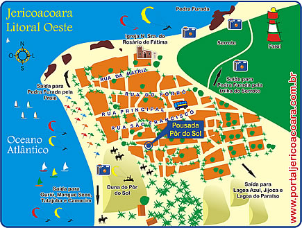 Mapa de localiza&ccedil;&atilde;o da Pousada P&ocirc;e do Sol - Jericoacoara
