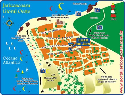 Mapa de Localiza&ccedil;&atilde;o da Pousada estrela D'Alva em Jericoacoara