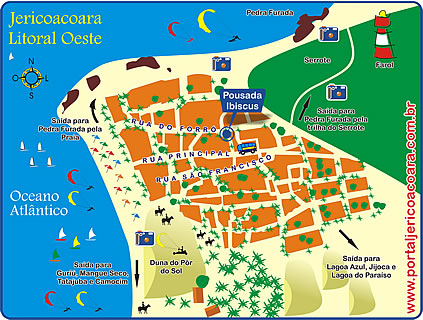 Mapa de localiza&ccedil;&atilde;o da Pousada Ibiscus em Jericoacoara