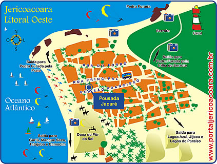 Mapa de localiza&ccedil;&atilde;o da Pousada Jacar&eacute; em Jericoacoara