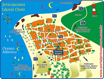 Mapa de localiza&ccedil;&atilde;o da Pousada Bangal&ocirc; - Jericoacoara
