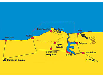 Mapa de localiza&ccedil;&atilde;o da Pousada Rancho do Peixe em Jericoacoara - Brasil