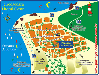 Mapa de localiza&ccedil;&atilde;o da pousada Casa Nostra em Jericoacoara