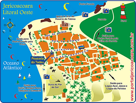 Mapa de localiza&ccedil;&atilde;o da Pousada do Tadeu em Jericoacoara