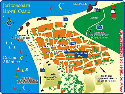 Mapa de localiza&ccedil;&atilde;o da Pousada Caju em Jericoacoara