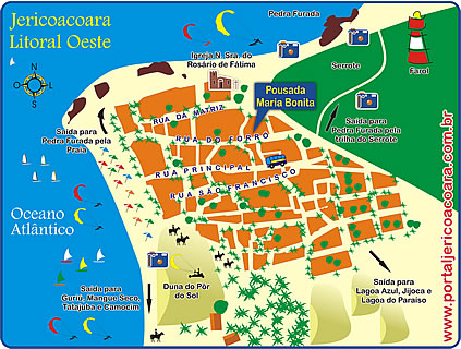 Mapa de localiza&ccedil;&atilde;o da Pousada Maria Bonita em Jericoacoara