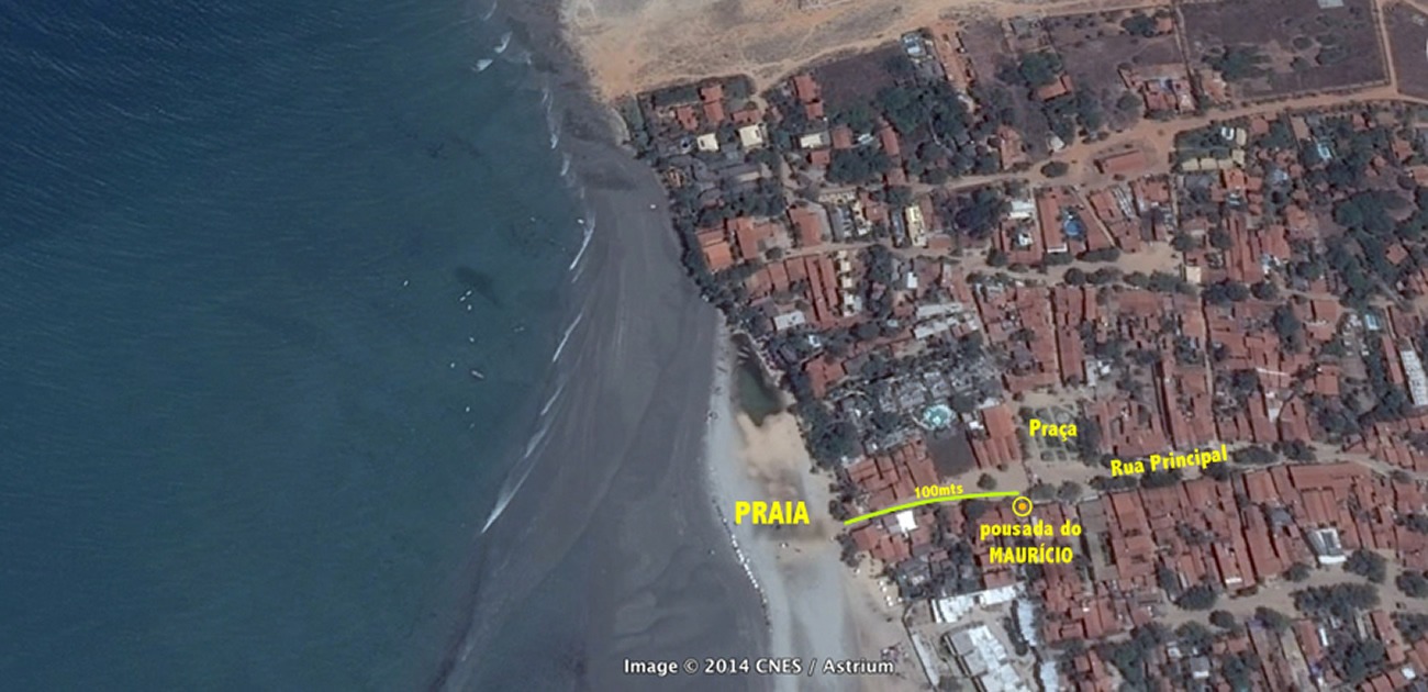 Mapa de localização da Pousada do Mauricio em Jericoacoara
